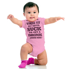 Get A Drink Romper Bodysuit-Direct To Garment Print-Brisco Baby