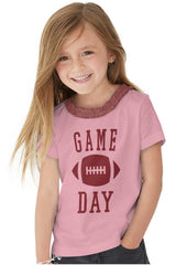 Game Day Toddler Ruffled Trim T-Shirt-Direct To Garment Print-Brisco Baby