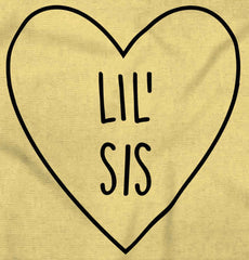 Lil' Sis Heart Infant Toddler T Shirt-Direct To Garment Print-Brisco Baby