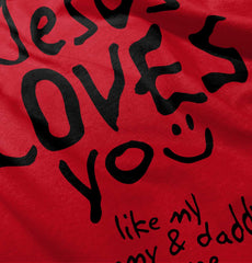 Jesus Loves You Ringer Romper Bodysuit-Direct To Garment Print-Brisco Baby