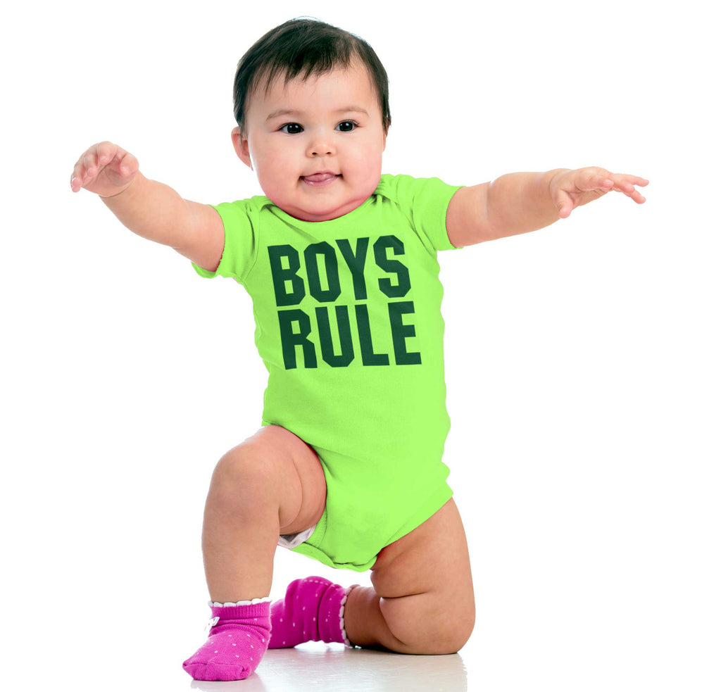 Boys Rule Romper Bodysuit-Direct To Garment Print-Brisco Baby