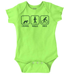 Crawl Walk Bike Romper Bodysuit-Direct To Garment Print-Brisco Baby
