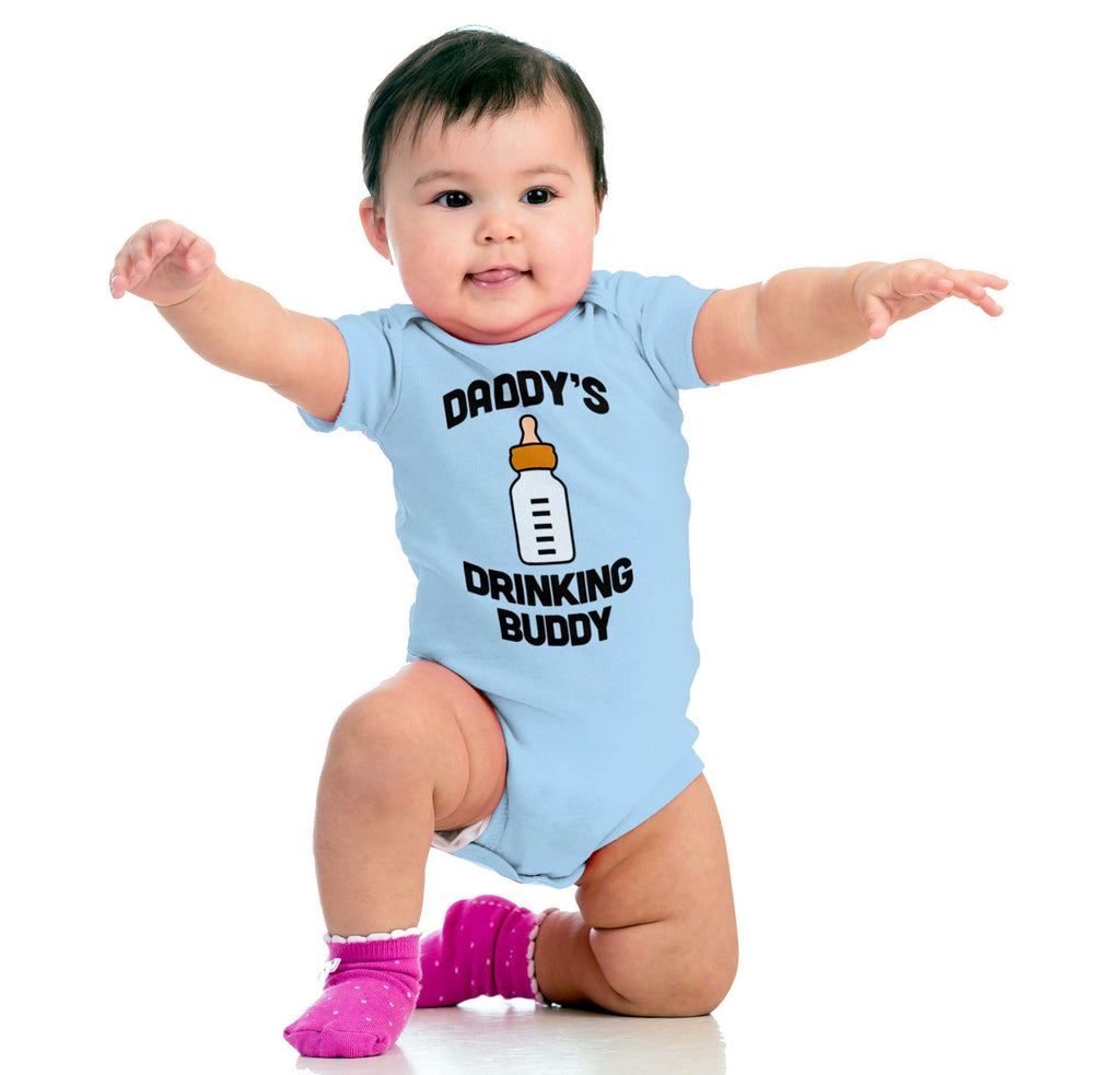 Dad Drinking Buddy Romper Bodysuit-Direct To Garment Print-Brisco Baby