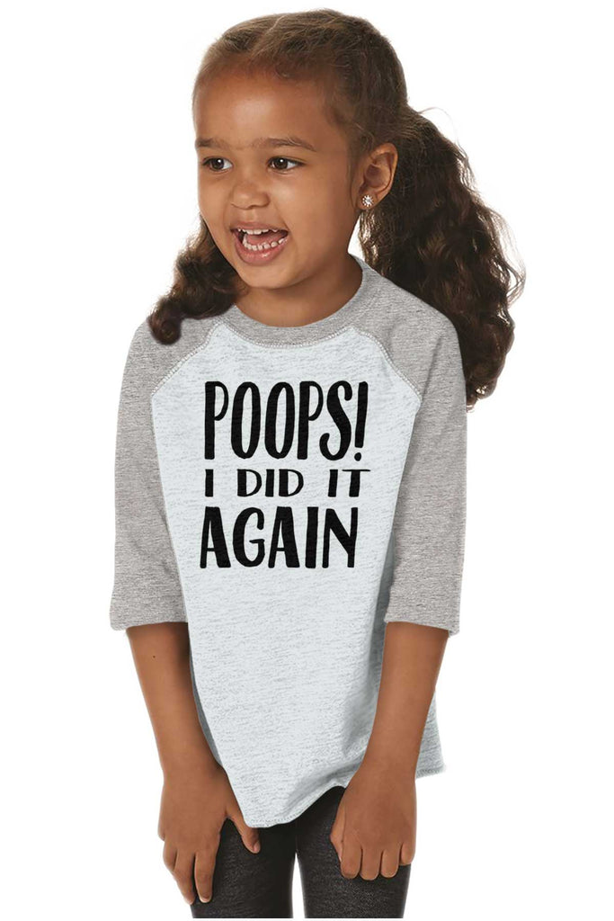 Poops I Did It Again Toddler Baseball-Direct To Garment Print-Brisco Baby