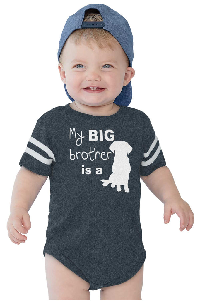 Brother is a Dog Football Romper Bodysuit-Direct To Garment Print-Brisco Baby