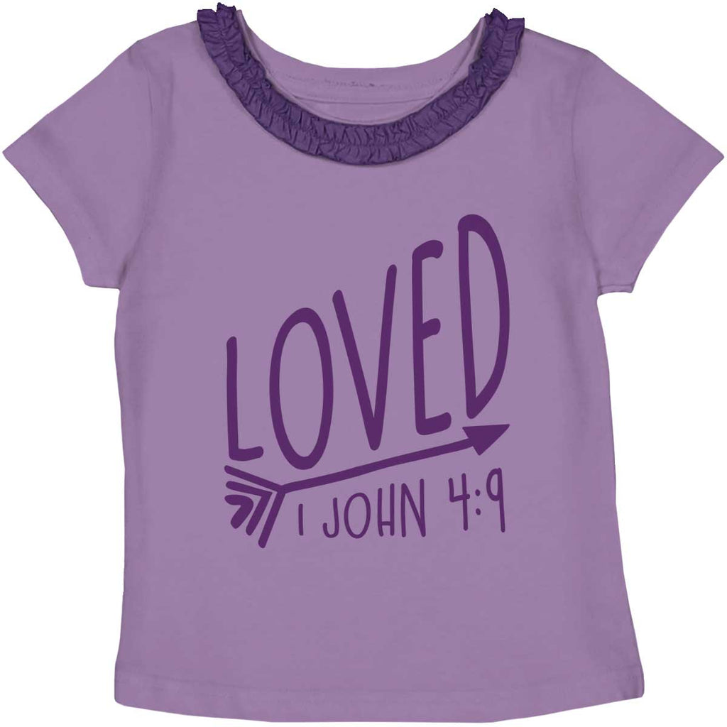 Loved Toddler Ruffled Trim T-Shirt-Direct To Garment Print-Brisco Baby