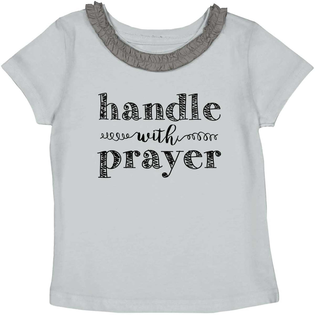 Handle With Prayer Toddler Ruffled Trim T-Shirt-Direct To Garment Print-Brisco Baby