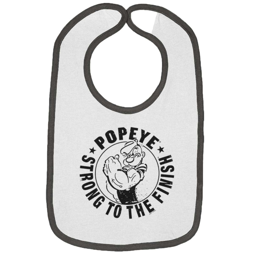Popeye To The Finish Trimmed Colored Velcro Bib-Direct To Garment Print-Brisco Baby