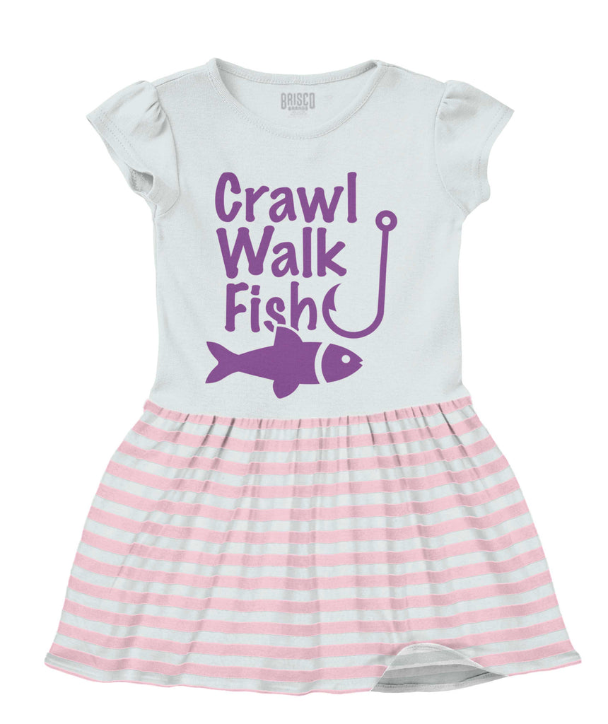 Crawl Walk Fish Baby Striped Skirt Dress-Direct To Garment Print-Brisco Baby