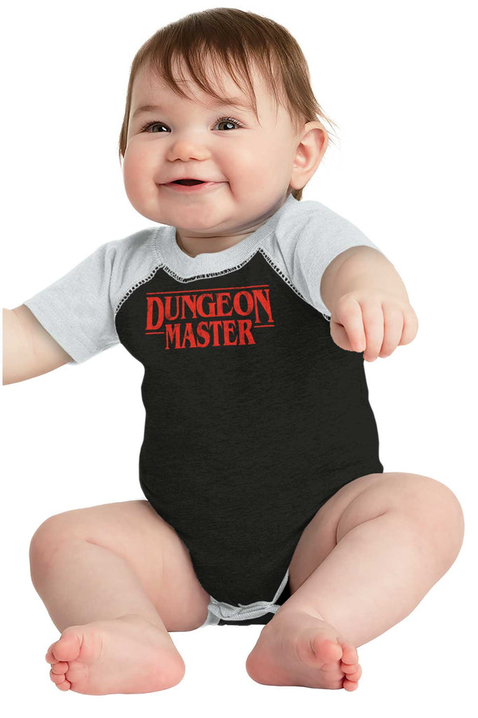 Dungeon Masters TV Show Nerd Raglan Romper Bodysuit-Direct To Garment Print-Brisco Baby