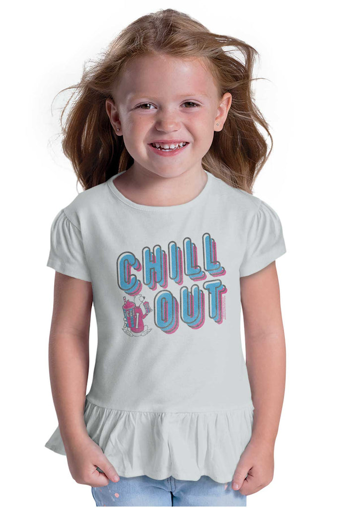 Retro Chill Toddler Ruffle Bottom Tee-Direct To Garment Print-Brisco Baby