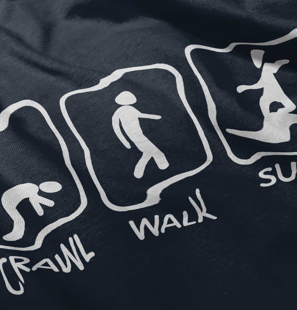 Crawl Walk Surf Ringer Romper Bodysuit-Direct To Garment Print-Brisco Baby