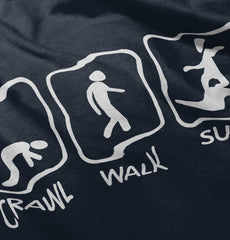 Crawl Walk Surf Ringer Romper Bodysuit-Direct To Garment Print-Brisco Baby