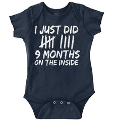 9 Months Inside Romper Bodysuit-Direct To Garment Print-Brisco Baby