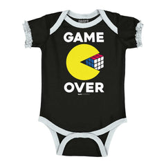 Game Over Baby Ruffled Trim Romper-Direct To Garment Print-Brisco Baby