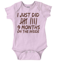 9 Months Inside Romper Bodysuit-Direct To Garment Print-Brisco Baby