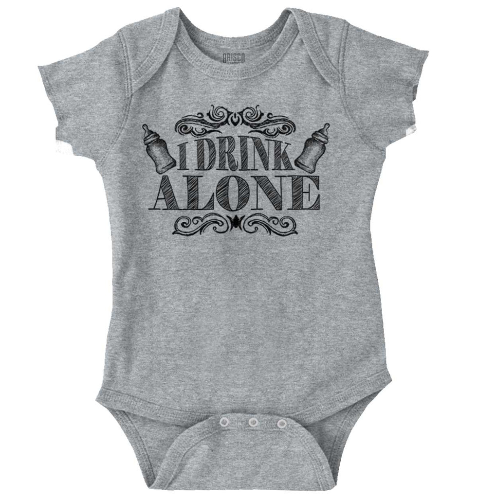 I Drink Alone Romper Bodysuit-Direct To Garment Print-Brisco Baby