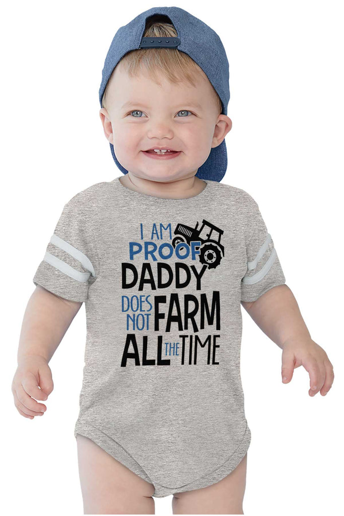 Farm All The Time Football Romper Bodysuit-Direct To Garment Print-Brisco Baby