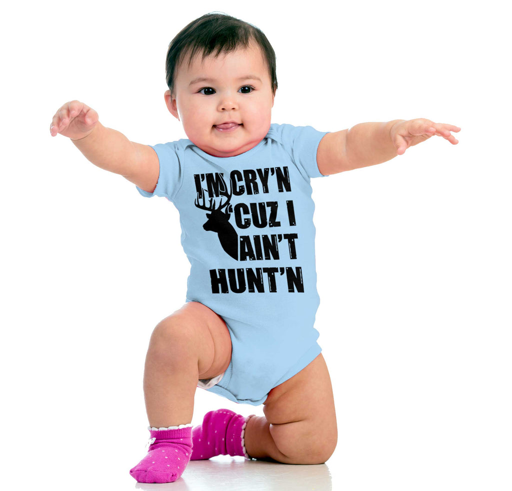 Cryin Cuz I Aint Huntin Romper Bodysuit-Direct To Garment Print-Brisco Baby