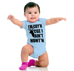 Cryin Cuz I Aint Huntin Romper Bodysuit-Direct To Garment Print-Brisco Baby