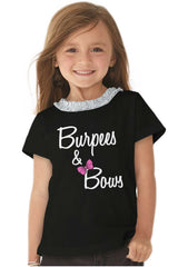 Burpees and Bows Toddler Ruffled Trim T-Shirt-Direct To Garment Print-Brisco Baby