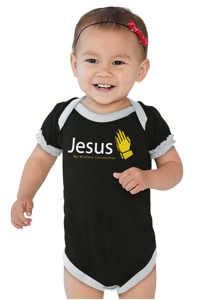 Jesus Connection Baby Ruffled Trim Romper-Direct To Garment Print-Brisco Baby