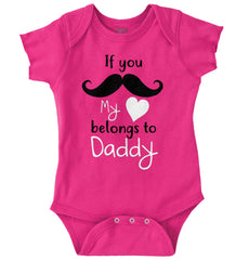 If You Mustache, It's Daddy Romper Bodysuit-Direct To Garment Print-Brisco Baby
