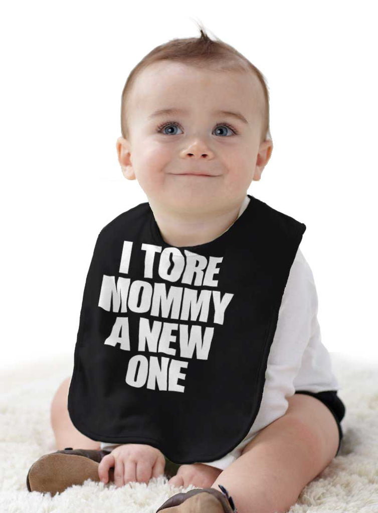 Tore Mommy A New One Infant Baby Bib-Direct To Garment Print-Brisco Baby