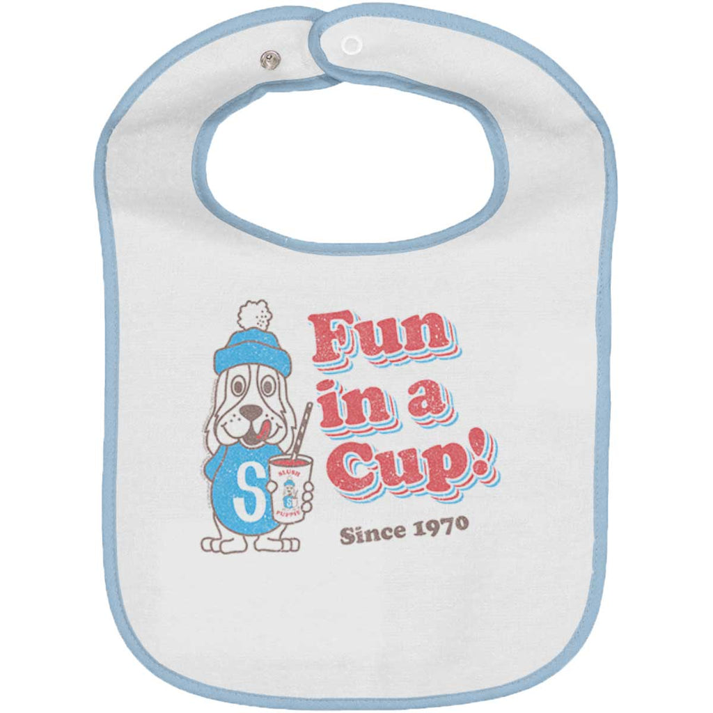Fun In A Cup Trimmed White Snap Bib-Direct To Garment Print-Brisco Baby