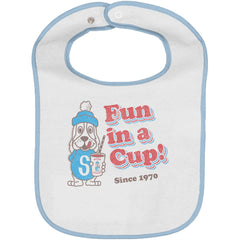 Fun In A Cup Trimmed White Snap Bib-Direct To Garment Print-Brisco Baby
