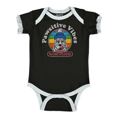 Pawsitive Vibes Baby Ruffled Trim Romper-Direct To Garment Print-Brisco Baby