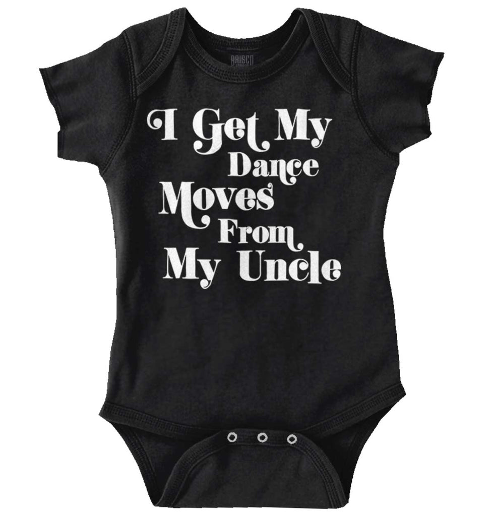 Dance Moves From Uncle Romper Bodysuit-Direct To Garment Print-Brisco Baby