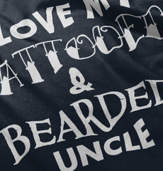 Love My Tattooed Bearded Uncle Romper Bodysuit-Direct To Garment Print-Brisco Baby