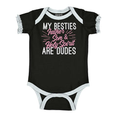 Father Son Spirit Baby Ruffled Trim Romper-Direct To Garment Print-Brisco Baby