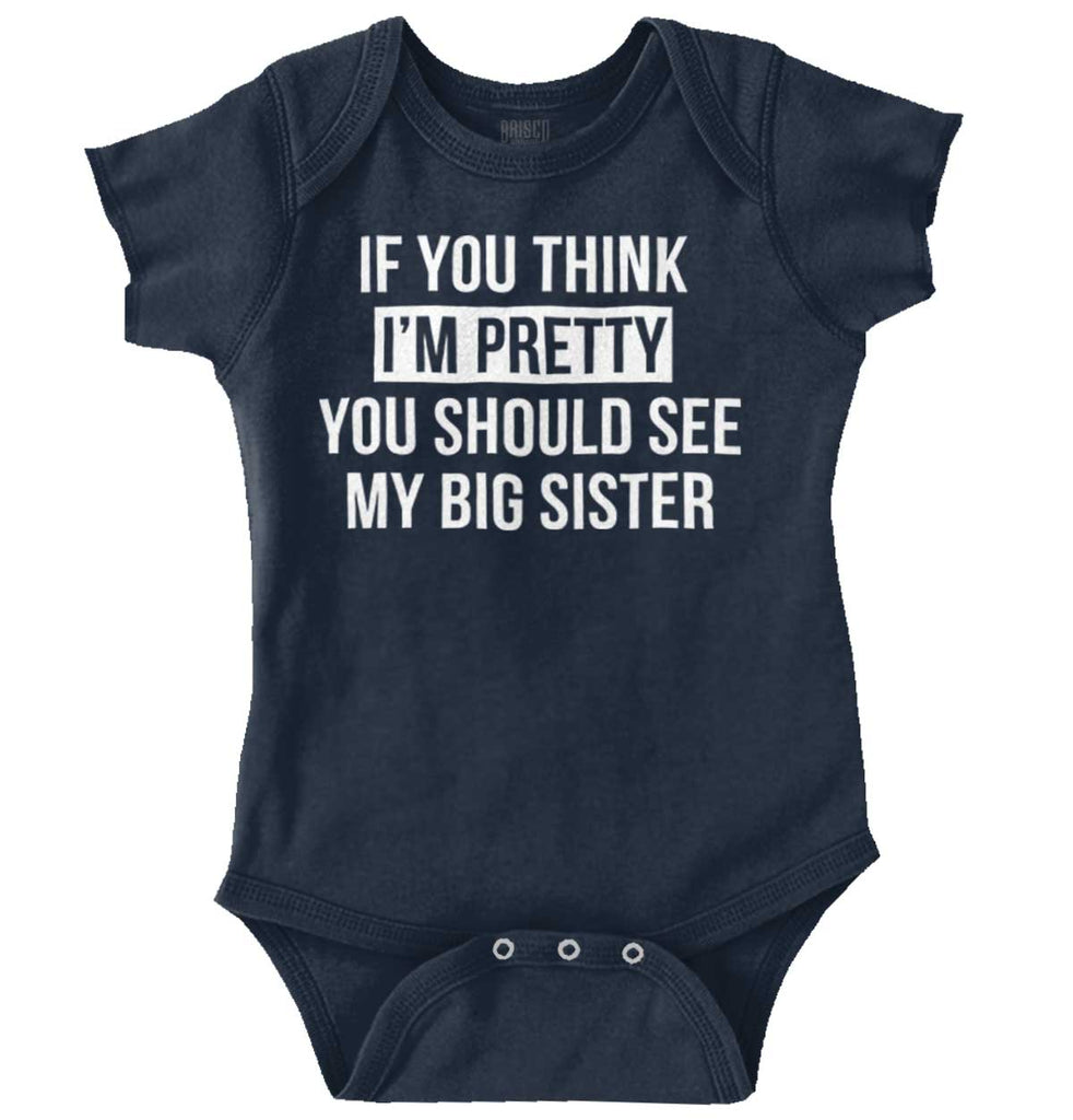 Pretty Big Sister Romper Bodysuit-Direct To Garment Print-Brisco Baby