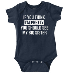 Pretty Big Sister Romper Bodysuit-Direct To Garment Print-Brisco Baby