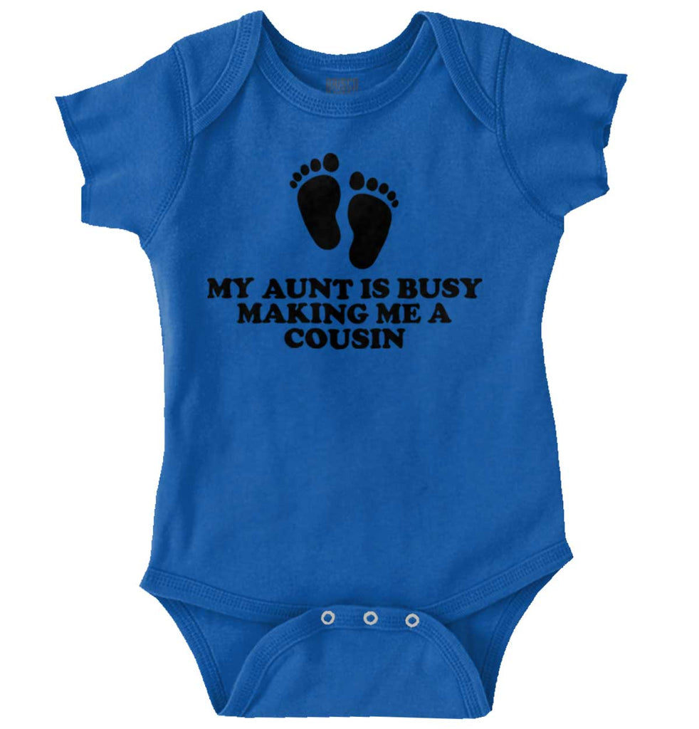 My Aunt Is Busy Romper Bodysuit-Direct To Garment Print-Brisco Baby