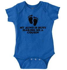 My Aunt Is Busy Romper Bodysuit-Direct To Garment Print-Brisco Baby