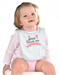 Jesus Christ Loves Me Infant Baby Bib-Direct To Garment Print-Brisco Baby