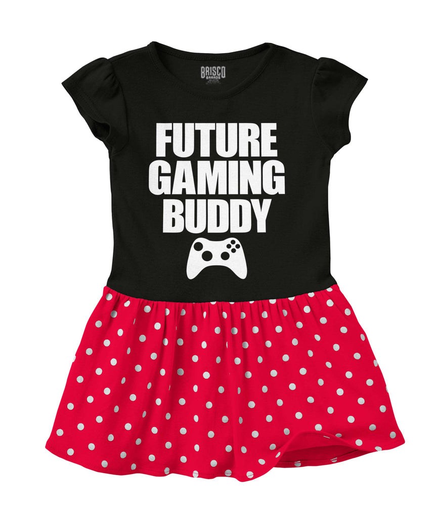 Future Gaming Buddy Baby Polka Dot Skirt Dress-Direct To Garment Print-Brisco Baby