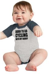 Cycling With Daddy Raglan Romper Bodysuit-Direct To Garment Print-Brisco Baby