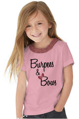 Burpees and Bows Toddler Ruffled Trim T-Shirt-Direct To Garment Print-Brisco Baby