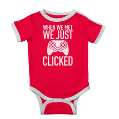 We Just Clicked Video Game Nerd Ringer Romper Bodysuit-Direct To Garment Print-Brisco Baby