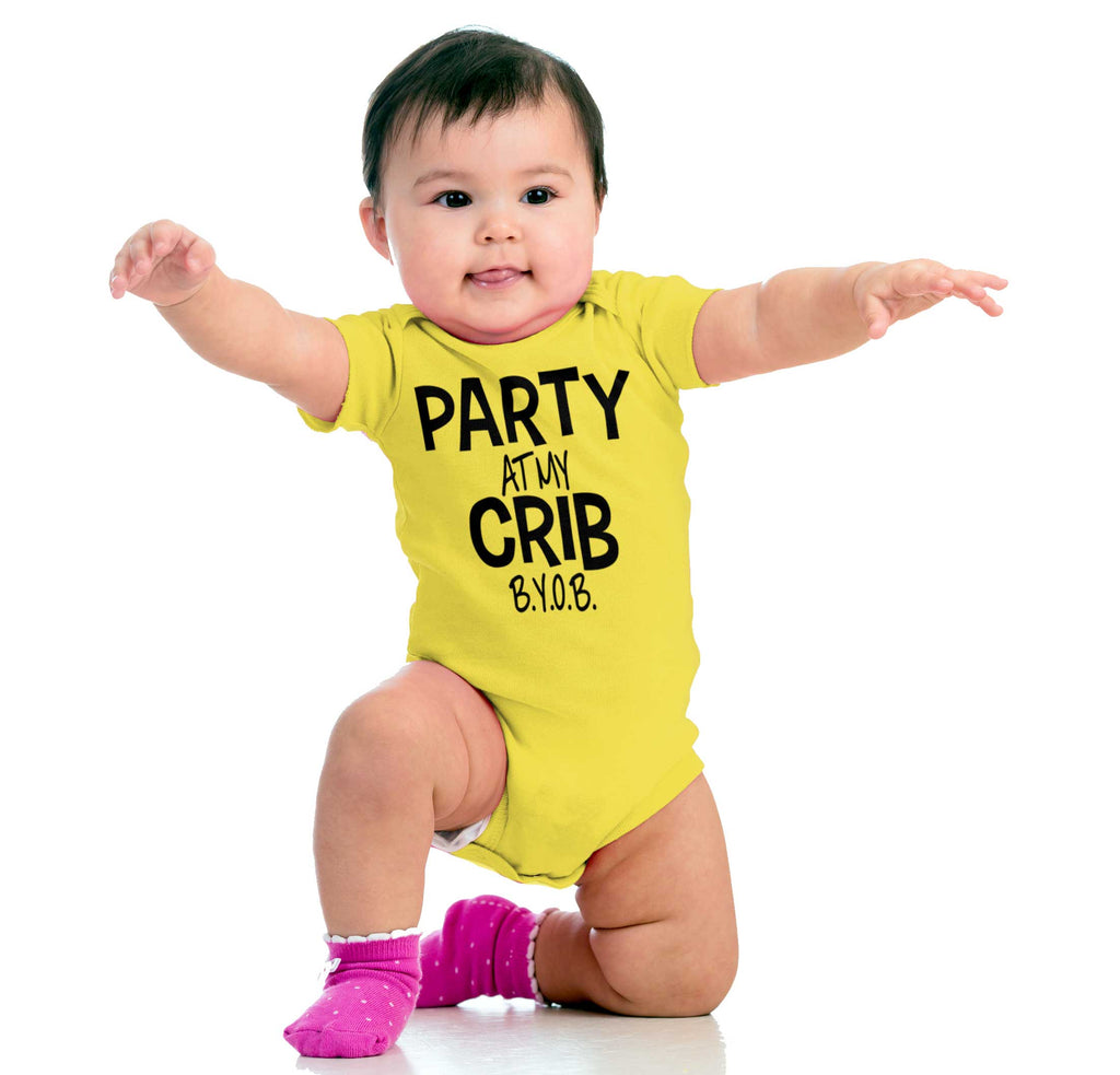 Party At My Crib Romper Bodysuit-Direct To Garment Print-Brisco Baby