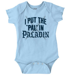 Put The Pal In Paladin Dungeons Romper Bodysuit-Direct To Garment Print-Brisco Baby