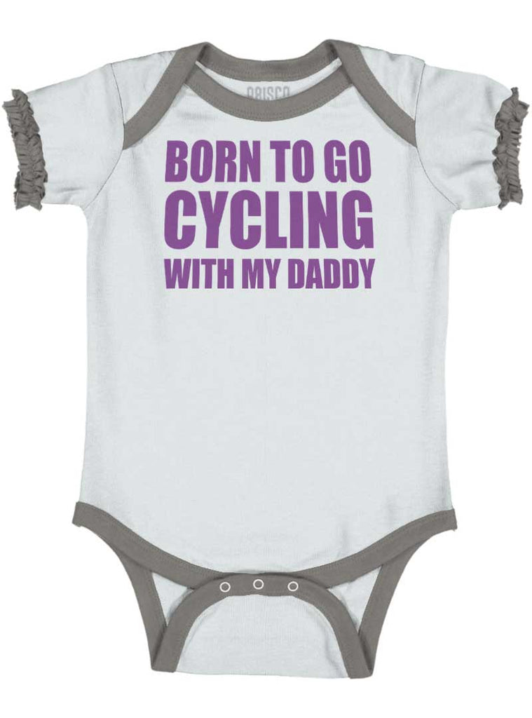 Cycling With Daddy Baby Ruffled Trim Romper-Direct To Garment Print-Brisco Baby
