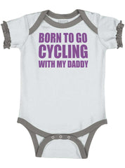 Cycling With Daddy Baby Ruffled Trim Romper-Direct To Garment Print-Brisco Baby