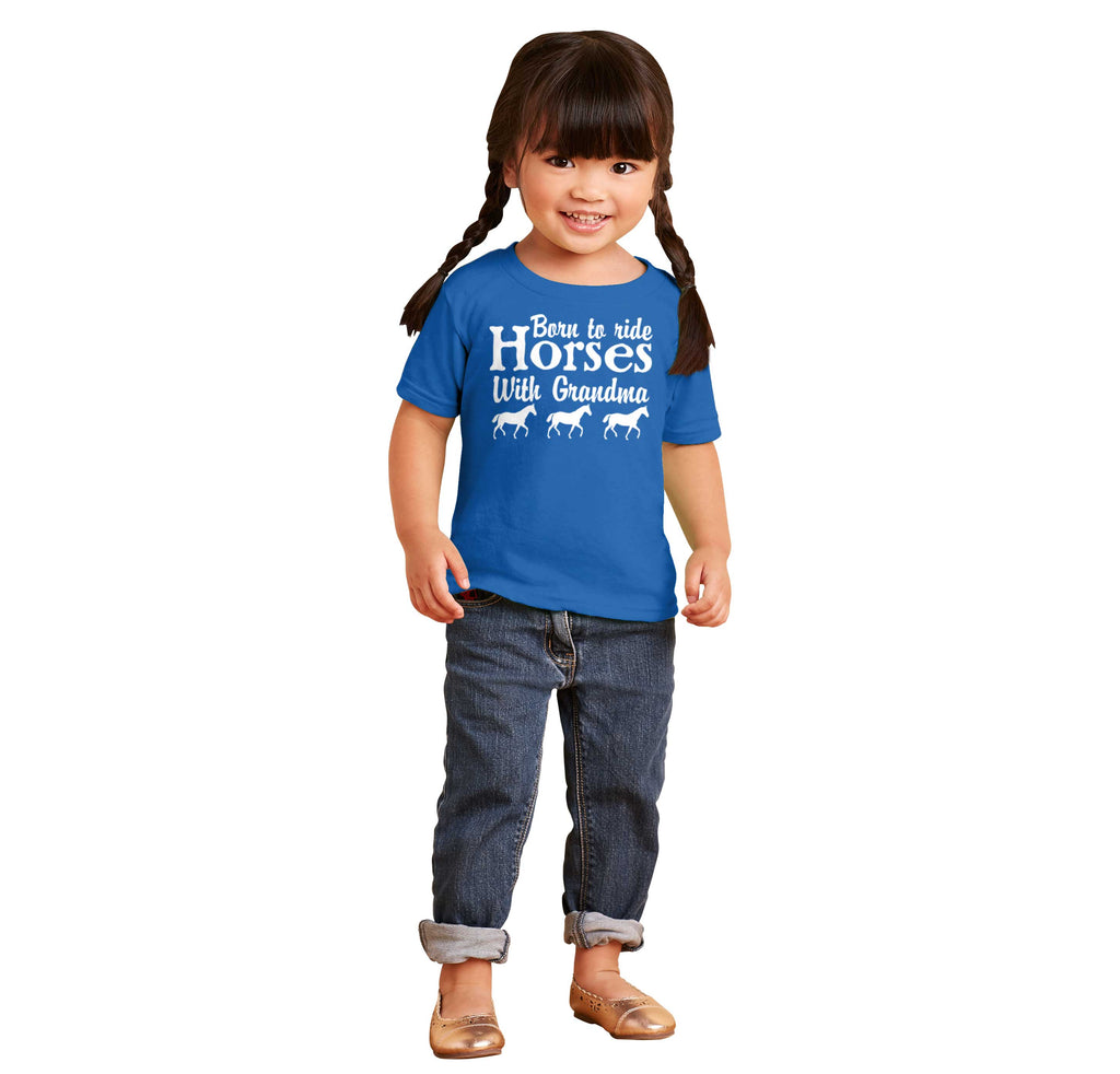Born To Ride Horses With Grandma Infant Toddler T Shirt-Direct To Garment Print-Brisco Baby