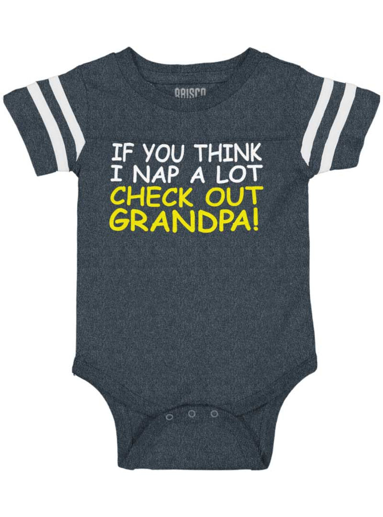 Check Out Grandpa Football Romper Bodysuit-Direct To Garment Print-Brisco Baby