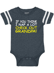 Check Out Grandpa Football Romper Bodysuit-Direct To Garment Print-Brisco Baby